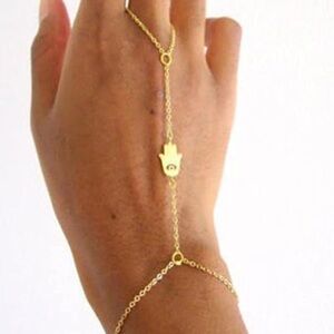 Free People Gold Hamsa Hand Handchain Bracelet